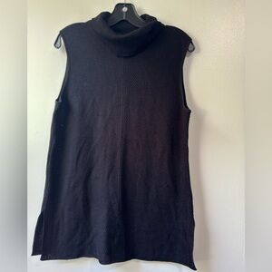 St. John Woman Black Santana Knit Turtleneck Sleeveless Knit Sweater Sz M